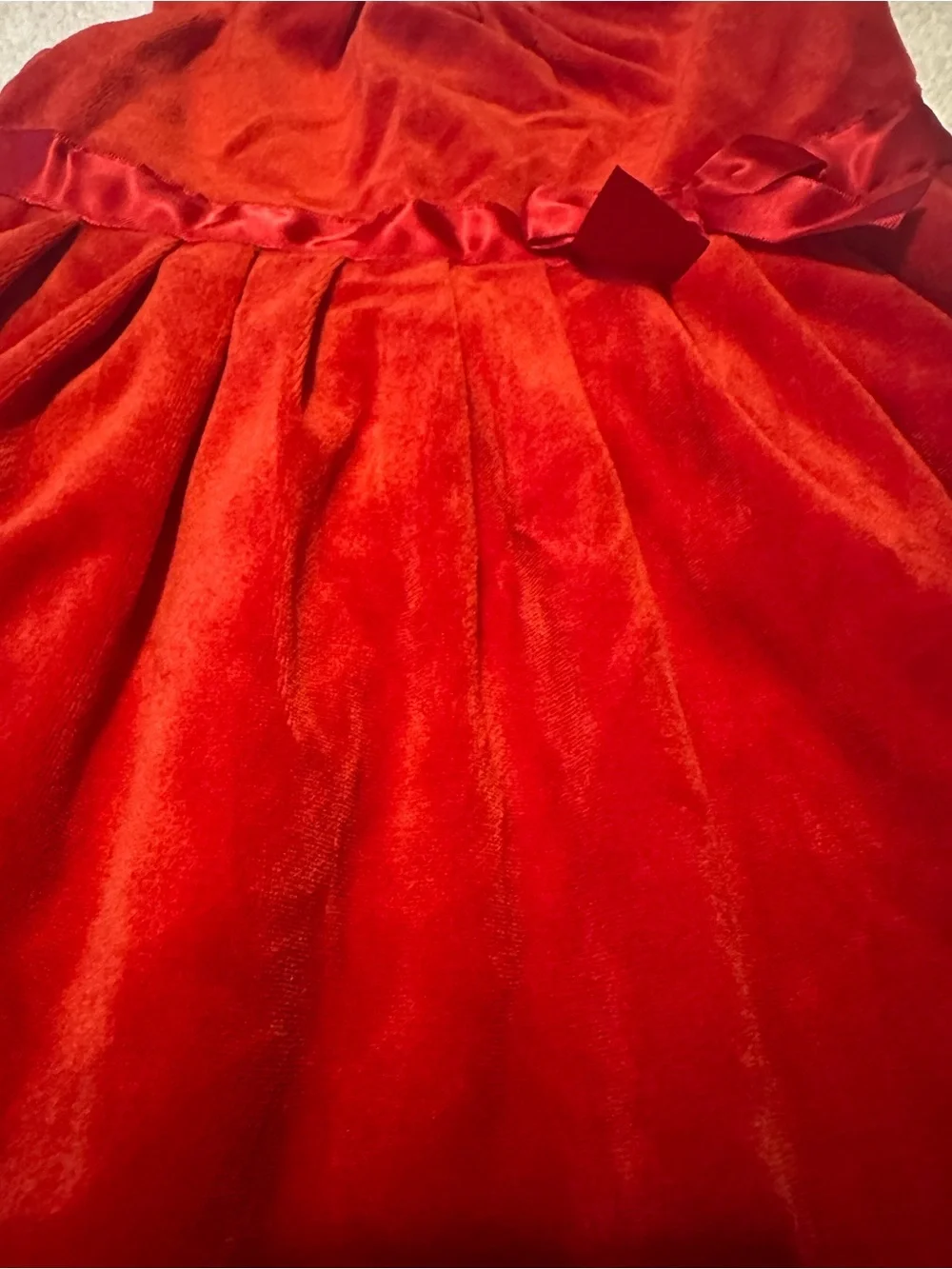 Carter's Red Velvet Bow Waist Party Dress